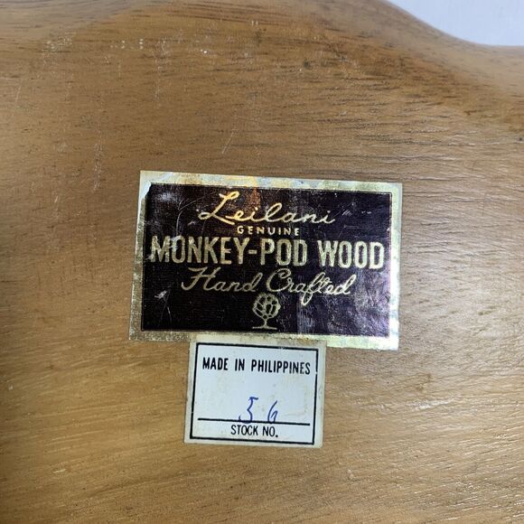 Leilani Monkey-Pod Wood Serving Dish Vintage Wooden Bowl - Picture 3 of 7